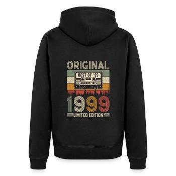 Anniversary journey through time 1999 - Unisex Premium Organic Zip Hoodie - black - Back - Nico (187cm)
