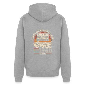 Ewige Eleganz '64 - Unisex Premium Bio Zip Hoodie - Grau meliert - Hinten - Nico (187cm)