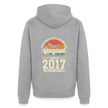 Jahre der Eleganz 2017 - Unisex Premium Bio Zip Hoodie - Grau meliert - Hinten - Nico (187cm)