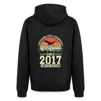 Jahre der Eleganz 2017 - Unisex Premium Bio Zip Hoodie - Schwarz - Hinten - Nico (187cm)