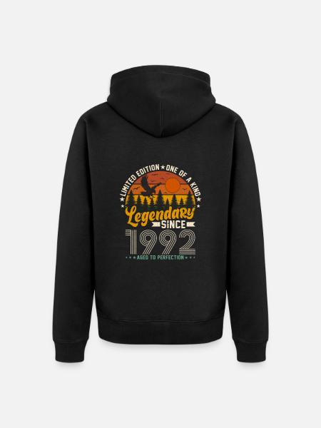 Retro Birthday Joy 1992 - Unisex Premium Organic Zip Hoodie - black