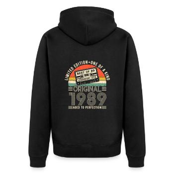 Vintage 1989 Legends - Unisex Premium Organic Zip Hoodie - black - Back - Nico (187cm)