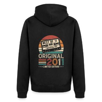 Golden Jubilee 2011 - Unisex Premium Organic Zip Hoodie - black - Back - Nico (187cm)