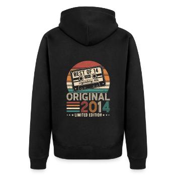 Anniversaire Joy 2014 - Veste à capuche bio Premium Unisexe - noir - Dos - Nico (187cm)
