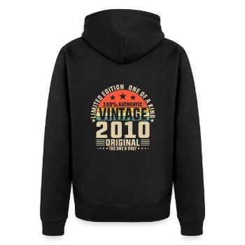 Creative 2010 Vintage Retro Design - Unisex Premium Organic Zip Hoodie - black - Back - Nico (187cm)
