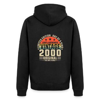 Design créatif pour les jeunes de 24 ans en 2000 - Veste à capuche bio Premium Unisexe - noir - Dos - Nico (187cm)