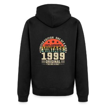 1999 - Ein Jahrzehnt voller Träume - Unisex Premium Bio Zip Hoodie - Schwarz - Hinten - Nico (187cm)