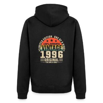 Jahreszeiten im Jahr 1996 - Unisex Premium Bio Zip Hoodie - Schwarz - Hinten - Nico (187cm)