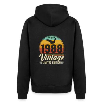 Einzigartiges 1988 Jahrgang Retro Geburtstag - Unisex Premium Bio Zip Hoodie - Schwarz - Hinten - Nico (187cm)