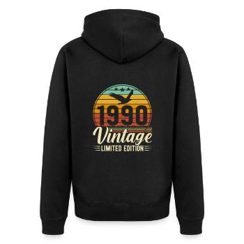 années 1990 Vintage Vintage rétro Design - Veste à capuche bio Premium Unisexe - noir - Dos - Nico (187cm)