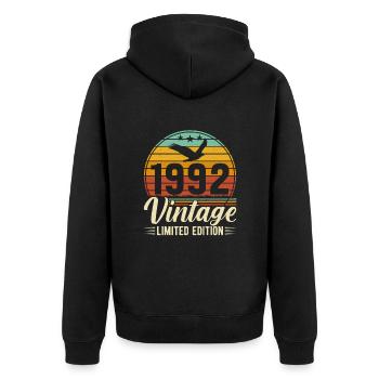 Creative 1992 Vintage Retro Design - Unisex Premium Organic Zip Hoodie - black - Back - Nico (187cm)