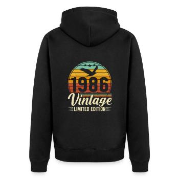 Stilvolles 1986 Geburtstagsjubiläum - Unisex Premium Bio Zip Hoodie - Schwarz - Hinten - Nico (187cm)