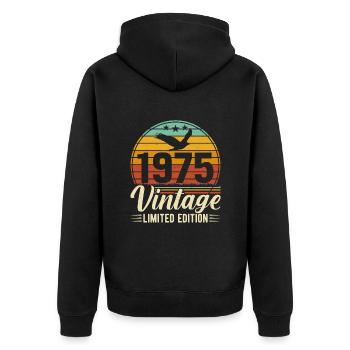 Unique 1975 Vintage Vintage Design - Veste à capuche bio Premium Unisexe - noir - Dos - Nico (187cm)