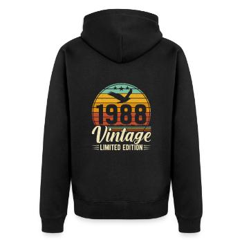 Creative Design for 36th Birthday Vintage 1988 - Unisex Premium Organic Zip Hoodie - black - Back - Nico (187cm)