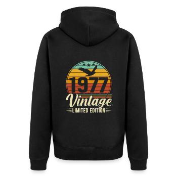 Unique 1977 Vintage Retro Design - Unisex Premium Organic Zip Hoodie - black - Back - Nico (187cm)