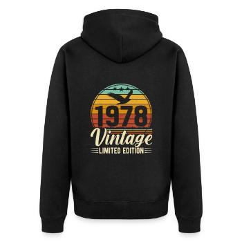Einzigartiges 1978 Geburtstagsjahr Retro Design - Unisex Premium Bio Zip Hoodie - Schwarz - Hinten - Nico (187cm)