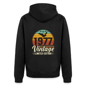 1977 Vintage anniversaire rétro Design - Veste à capuche bio Premium Unisexe - noir - Dos - Nico (187cm)