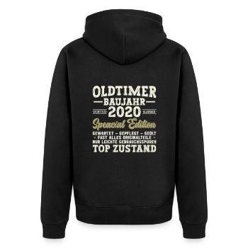 Elegant Vintage: 2020 Retro Geschenk 2020 2025 - Unisex Premium Bio Zip Hoodie - Schwarz - Hinten - Nico (187cm)