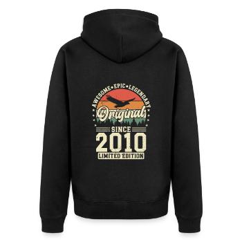 Vintage 2010 aged to perfection - Unisex Premium Organic Zip Hoodie - black - Back - Nico (187cm)
