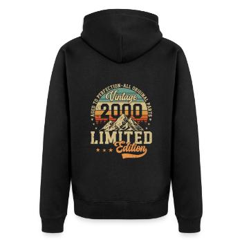 2000 Anniversary Born In 2000 Vintage Retro. Editio - Unisex Premium Organic Zip Hoodie - black - Back - Nico (187cm)