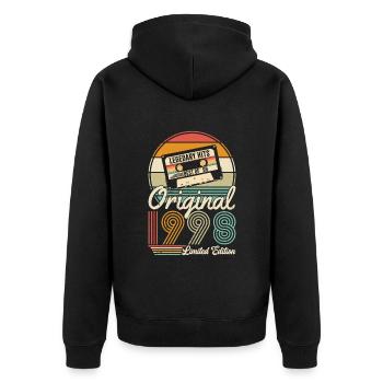 1998 Geburtstagsgeschenk 1998 Jahrgang 1998 Geschenk - Unisex Premium Bio Zip Hoodie - Schwarz - Hinten - Nico (187cm)