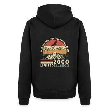 Vintage 2000 Birthday Gift - Unisex Premium Organic Zip Hoodie - black - Back - Nico (187cm)