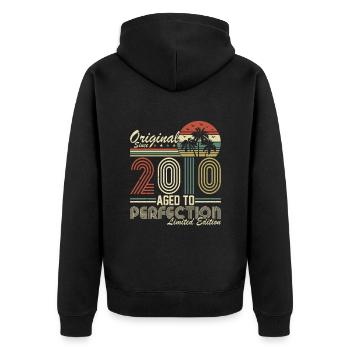 Original 2010 Vintage Vintage Anniversaire Rétro - Veste à capuche bio Premium Unisexe - noir - Dos - Nico (187cm)