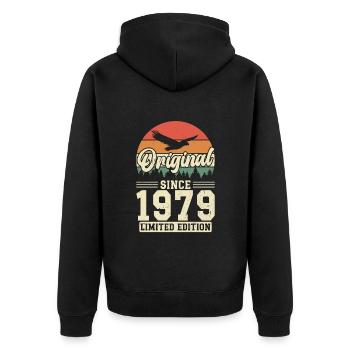 Unique 1995 Vintage Retro Design - Unisex Premium Organic Zip Hoodie - black - Back - Nico (187cm)