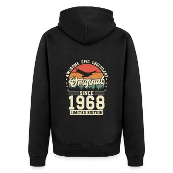 Creative Vintage 1968 Vintage Retro Design - Unisex Premium Organic Zip Hoodie - black - Back - Nico (187cm)