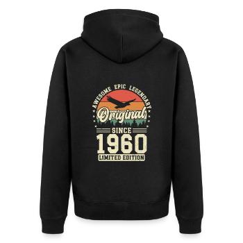 Originals 1960s Vintage Vintage Retro - Unisex Premium Organic Zip Hoodie - black - Back - Nico (187cm)