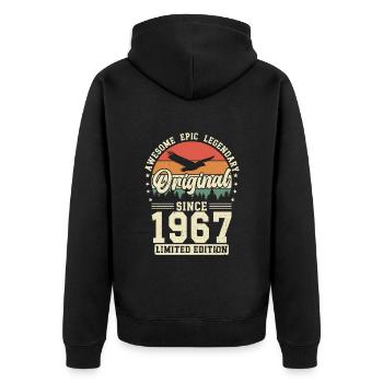 Anniversaire Créatif Surprise Vintage 1967 - Veste à capuche bio Premium Unisexe - noir - Dos - Nico (187cm)