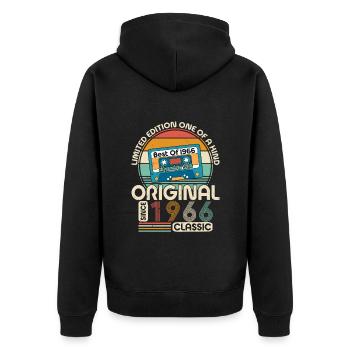 Unique 1966 Vintage Vintage Retro Design - Unisex Premium Organic Zip Hoodie - black - Back - Nico (187cm)