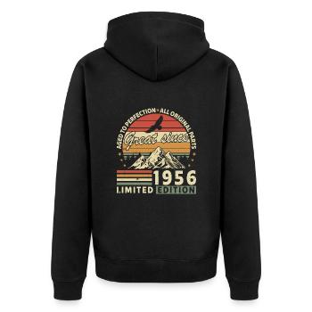 Légendes du millésime 1956 - Veste à capuche bio Premium Unisexe - noir - Dos - Nico (187cm)