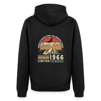Vintage 1966 légendes Tee - Veste à capuche bio Premium Unisexe - noir - Dos - Nico (187cm)