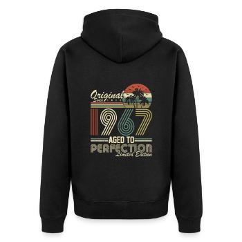 Vintage 1967 - Retro Birthday Gift Idea - Unisex Premium Bio Zip Hoodie - Schwarz - Hinten - Nico (187cm)