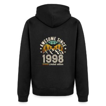 Vintage Legend - Born in '98 - Unisex Premium Organic Zip Hoodie - black - Back - Nico (187cm)