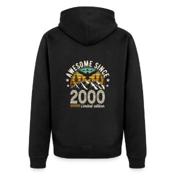 Vintage Legend 2000 - Unisex Premium Organic Zip Hoodie - black - Back - Nico (187cm)