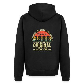 Legendary 1988 Vintage Birthday - Unisex Premium Bio Zip Hoodie - Schwarz - Hinten - Nico (187cm)