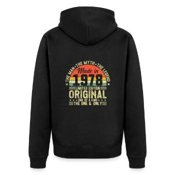 Vintage 1978: Legendary Birth Year Celebration - Unisex Premium Bio Zip Hoodie - Schwarz - Hinten - Nico (187cm)