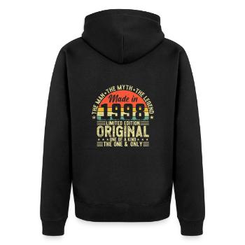 Vintage Legend 1998 - Unisex Premium Bio Zip Hoodie - Schwarz - Hinten - Nico (187cm)