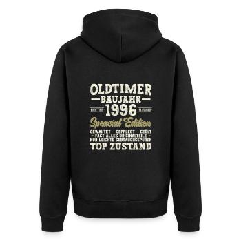 Vintage 1996 Legends - Unisex Premium Bio Zip Hoodie - Schwarz - Hinten - Nico (187cm)