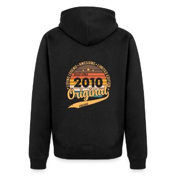 Vintage Born Legend 2010 – Retro Birthday Gift - Unisex Premium Organic Zip Hoodie - black - Back - Nico (187cm)