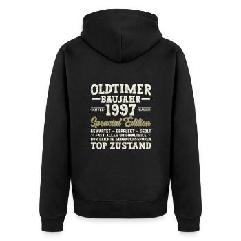 Vintage 1997 Legends - Unisex Premium Organic Zip Hoodie - black - Back - Nico (187cm)