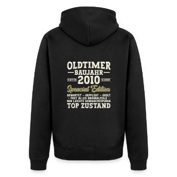 Vintage 2010: Legendary Birth Year - Unisex Premium Bio Zip Hoodie - Schwarz - Hinten - Nico (187cm)