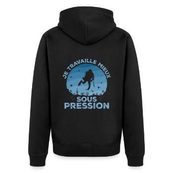 I work better under pressure diving - Unisex Premium Organic Zip Hoodie - black - Back - Nico (187cm)