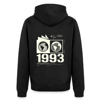 Vintage 1993 Retro Birthday Gift 1993 - Unisex Premium Organic Zip Hoodie - black - Back - Nico (187cm)
