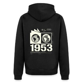 Cadeau d’anniversaire rétro vintage 1953 1953 - Veste à capuche bio Premium Unisexe - noir - Dos - Nico (187cm)