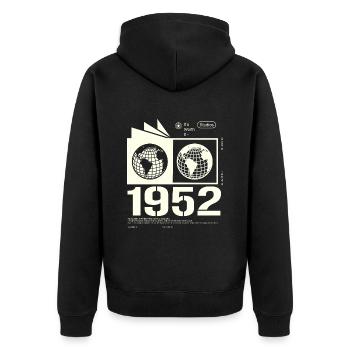 Jahrgang 1952 Retro Geburtstag Geschenk 1952 - Unisex Premium Bio Zip Hoodie - Schwarz - Hinten - Nico (187cm)