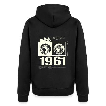 Vintage 1961 Retro Birthday Gift 1961 - Unisex Premium Organic Zip Hoodie - black - Back - Nico (187cm)