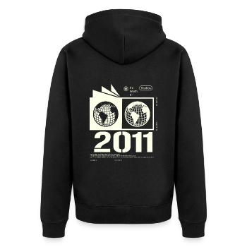 Vintage 2011 Retro Birthday Gift 2011 - Unisex Premium Organic Zip Hoodie - black - Back - Nico (187cm)